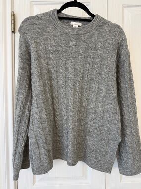 H&M Mama Gray Cable Knit Crewneck Maternity Sweater Size XS